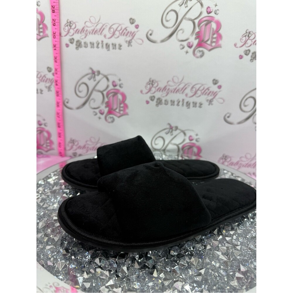 Sandals slippers soft Black Plush Slide Sandals
